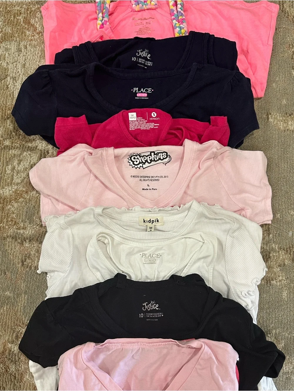 Justice. Sea turtle, Seahorse, Black, White & Fuchsia Tank Top Mix (9 Total)